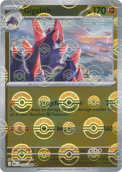 White Flare Gigalith #48/86 Pokeball Holo
